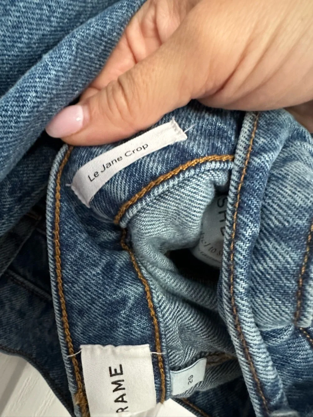 Frame Denim Le Jane Crop in Medium Blue- Caramia - Picture 5 of 5